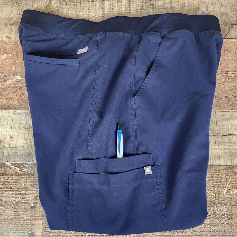 Figs Axim Mens XL Blue 7 Pockets Medical Scrub Pants Athletic Waistband Drawcord - Picture 7 of 10